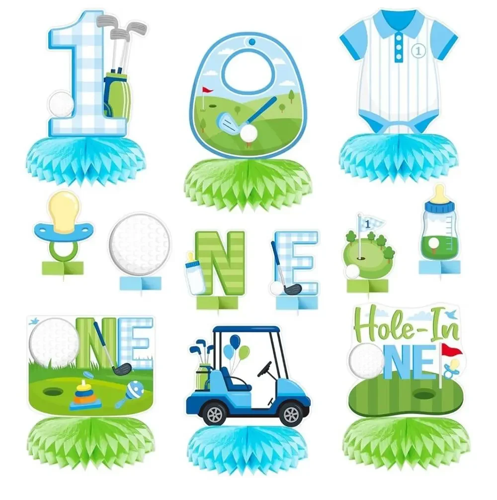 Golf Hole in One First Birthday Party Honeycomb Centerpieces 12Pcs decor photo